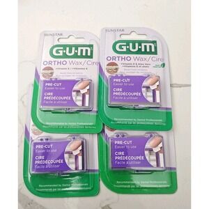 Sunstar Gum Ortho Wax Mint Vitamin E Aloe Vera Dental 724 Precut x 4 packs
